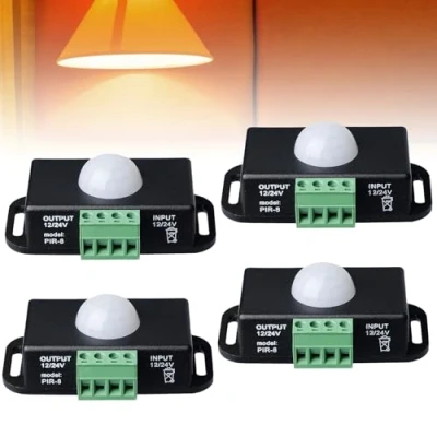 Immagine di 4 Pezzi interruttore Sensore di Movimento, Controller LED PIR 12V/24V per Strisce Flessibili