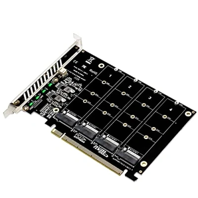 Immagine di XTVTX Scheda di Espansione da Host Controller a 4 Porte NVME PCI E M.2 Adattatore PCIe X16 Supporto Protocollo Trasmissione 3.0,4.0
