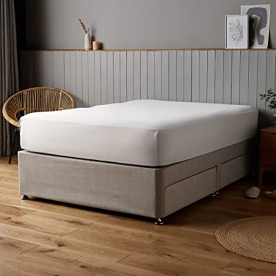 Immagine di Silentnight Lenzuolo con angoli super morbido, colore bianco, bordi elasticizzati e tessuto non stirabile, lavabile in lavatrice ipoallergenico, per letto matrimoniale, 140 x 190 cm, bianco