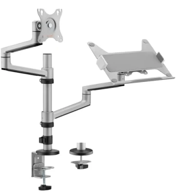 Immagine di My Wall HL52L 1 parte Supporto da tavolo per monitor 43,2 cm (17) 81,3 (32) Argento Regolabile in altezza, Ruotabile, Ripiano Notebook