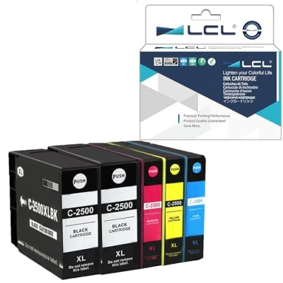 Immagine di LCL Compatibile Cartucce d&#039;inchiostro PGI 2500 2500XL 2500XLBK 2500XLC 2500XLM 2500XLY Sostituzione per Canon MAXIFY IB4000 iB4050 iB4100 iB4150 iB4155 MB5050 MB5100 MB5150 (2KCMY)