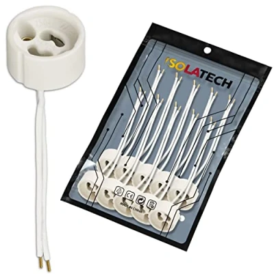 Immagine di ISOLATECH 10pcs GU10 ceramica presa con ghiere LED lampadine a risparmio energetico (max.250V/2A) casa incasso soffitto cucina bagno resistente al calore