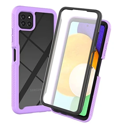 Immagine di XINNI Cover per Samsung Galaxy A22 5G, Protezione Schermo Integrata 360 Gradi Antiurto Custodia, Rugged Doppia Faccia Bumper Trasparente Full Guscio Fronte Retro Case, Viola Chiaro