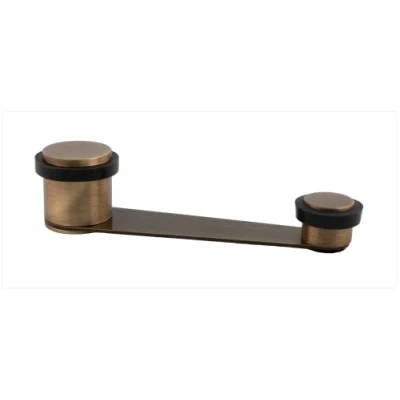 Immagine di Fermaporta con fermo girevole Ottone Fissaggio adesivo o vite + tassello Per porta fino a 70 mm di spessore I 152DUAL EVI FERRAJES (Laton Pelle invecchiata Gomma nera)