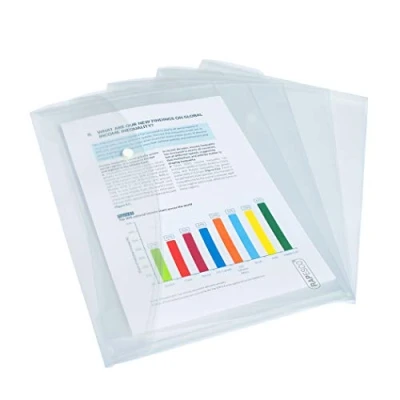 Immagine di Rapesco 0695 Buste Portadocumenti con Bottone, A4+, Trasparente, Confezione da 5