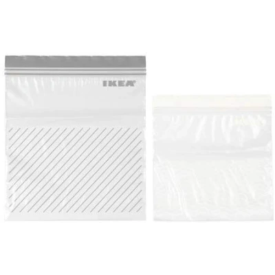 Immagine di Ikea Istad Confezione da 100 sacchetti richiudibili per congelatore, 50 2,5 l, colore: grigio, 1,2 Bianco