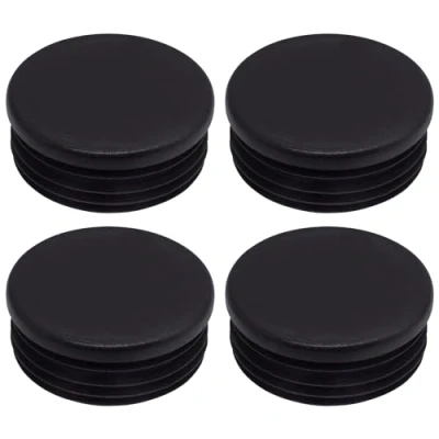 Immagine di SKIR&#039;CO Inserti per tubi rotondi da 60 mm, tappi pali di recinzione, in plastica nera, tubi, colore nero RAL 9005, 4 pezzi
