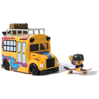 Immagine di Tech Deck Sk8 Crew, autobus e contenitore trasformabile 2 in 1 Ultra con fingerboard personaggio, mini skateboard da collezione, giocattoli per bambini 5 anni su