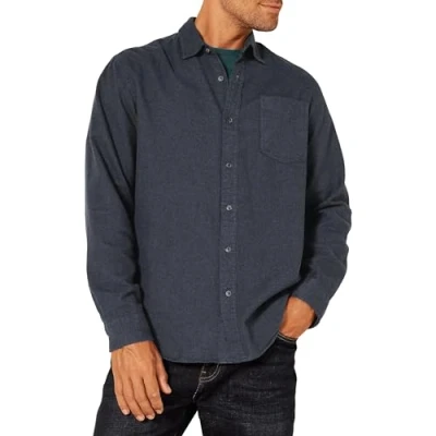Immagine di Amazon Essentials Camicia in Flanella a Maniche Lunghe (Disponibile Taglie Extra Forti) Uomo, Nero, XXL