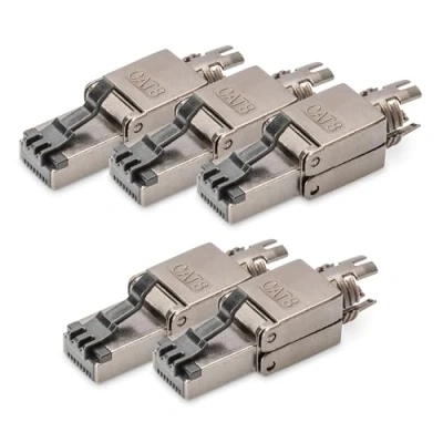 Immagine di DIGITUS Connettore di Rete Cat 8.1 5 Pezzi schermato a 360 Campo RJ45 Cat8 Senza Attrezzi 2000 MHz 25GBase T / 40GBase 25 Gbit/s 40 AWG 26/7 22/1