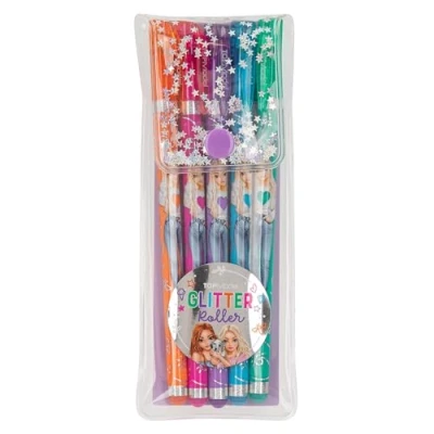 Immagine di Depesche 12743 TOPModel Set Gel Astuccio Trasparente con Chiusura a Pressione, 5 Penne in Colori Glitterati per Scrivere e Decorare, Multicolore