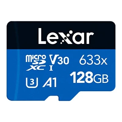 Immagine di Lexar 633x Scheda di Memoria Micro SD 128 GB, microSDXC UHS I Con Adattatore SD, Fino a 100 MB/s in Lettura, A1, C10, U3, V30, TF per Smartphone/Tablet/Telecamera (LMS0633128G BNAAA)
