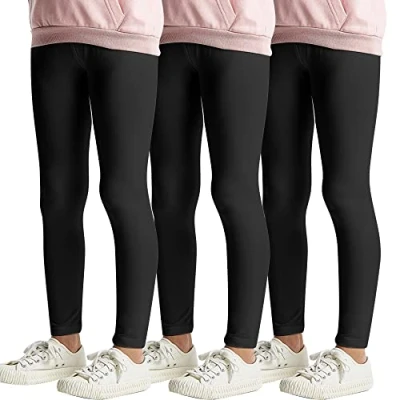 Immagine di L&amp;K II 3 Bambini Leggings Basic Uni Colour Ragazze Fitness Pantaloni Cotone 2708 Nero 140