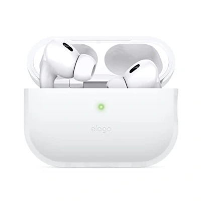 Immagine di elago Custodia in silicone compatibile con Apple AirPods Pro di seconda generazione, LED anteriore visibile, supporta la ricarica wireless (blu fosforescente)