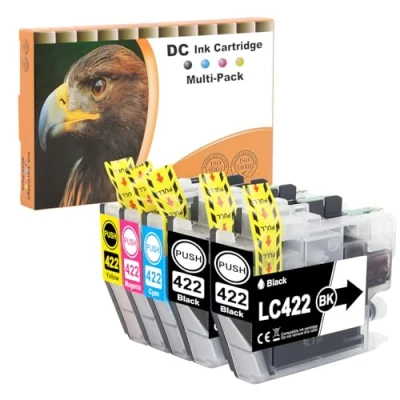 Immagine di D&amp;C LC422 Cartucce d&#039;inchiostro compatibili con Brother LC 422 LC422XL Multipack per MFC J5340DW J5345DW J5740DW J6540DW J6940DW (nero, ciano, magenta, giallo, confezione da 5)