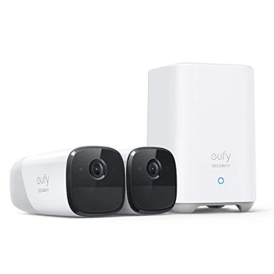 Immagine di eufy Security telecamera wifi esterno eufyCam 2 Pro, durata 365 gg, compatibilità HomeKit, risoluzione 2K, impermeabilità IP67, visione notturna, kit telecamere, zero costi mensili