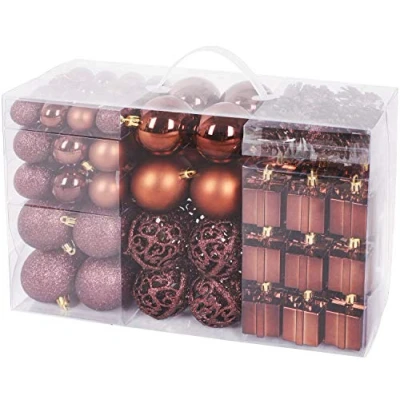Immagine di Brubaker Set di 101 Accessori Decorativi per L&#039;Albero Natale addobbi Natalizie in Color Marrone Diverse Forme Palline ed Un Puntale Albero
