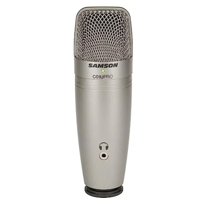 Immagine di Samson C01U Pro USB Studio Condenser Microphone with a Headphone Output for Zero Latency Monitoring Silver