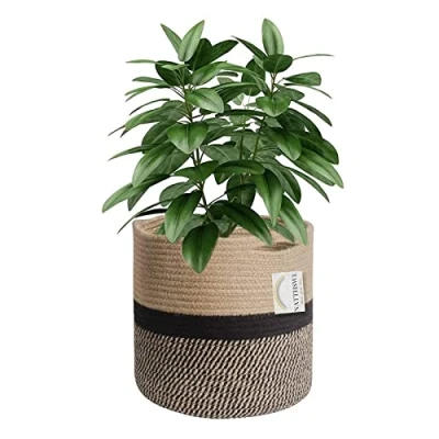 Immagine di Cesto per Piante Corda di cotone intrecciata Decorazione vaso fiori da interno portabiancheria pieghevole portaoggetti uso domestico