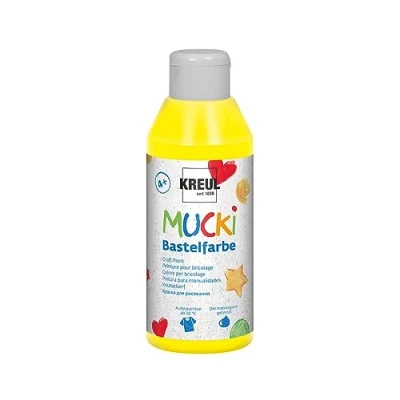 Immagine di Kreul 24202 Mucki Artigianale Giallo, Pittura per Bambini a Base d&#039;Acqua, Lavabile, verniciabile con Pennello e Spugna, Colore Yellow, 250 ml,