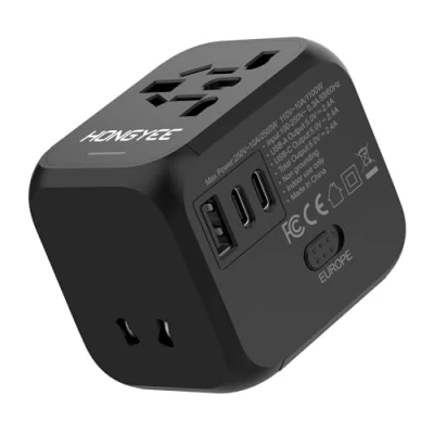 Immagine di Adattatori universale da Viaggio, Adattatore viaggio in tutto il mondo, USB A e 2 C PD 20W, 2500W AC con fusibili doppi, di rete internazionale per US UK EU Cina, Francia, Germania