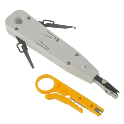 Immagine di EPLZON LSA Strumento Punch Down Attrezzo Pinza Crimpatrice di Impatto con Mini Spellafili, per Prese Rete, Inseritore, Impatto, Fissaggio Alimentazione Rete(Grigio)