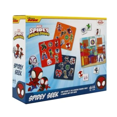 Immagine di SHUFFLE Spidey e i suoi incredibili amici cercano, trova Spidey, cattivi in questo divertente gioco Hide &amp; Seek per fan della Marvel, ottimo regalo, 2 4 giocatori, età 3+ anni
