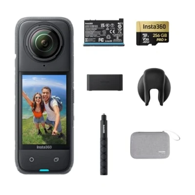 Immagine di Insta360 X4 Pack Endurance Action Cam 360 8K Impermeabile, Video Grandangolari in 4K, Selfie Stick Invisibile. Protezioni Lenti Rimovibili, Autonomia Batteria 135 min, Editing IA, Stabilizzazione