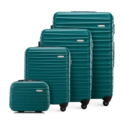 Immagine di WITTCHEN GROOVE Line Set di 4 Valigie (S+M+L+Custodia cosmetica) Rigido in ABS Ruote Serratura a Combinazione Manico Telescopico Verde