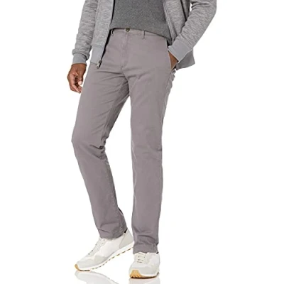 Immagine di Amazon Essentials Pantaloni Chino Elasticizzati Casual vestibilità Aderente Uomo, Grigio Scuro, 40W / 28L