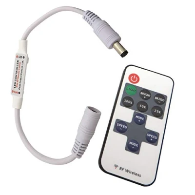 Immagine di Dimmer/interruttore per luci LED da 12 V CC a tensione continua con telecomando, tutte le lampade dimmerabili spina e presa (telecomando universale).