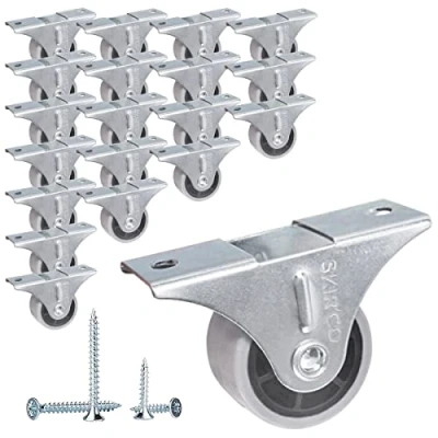 Immagine di SKIR&#039;CO Confezione da 20 ruote piccole 30 mm, in gomma grigia, fisse, non girevoli, direzione unidirezionale, viti incluse (20)
