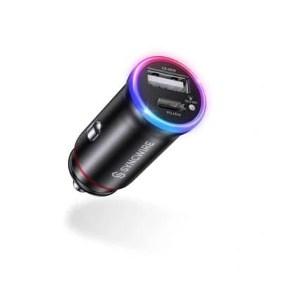 Immagine di SYNCWIRE Caricatore Auto USB C [PD 45W &amp; QC 45W] Presa Accendisigari Fast Charge 12v Caricabatterie Carica Cellulare per iPhone 15 Pro Max 14 13 12 11, Samsung, Google Pixel