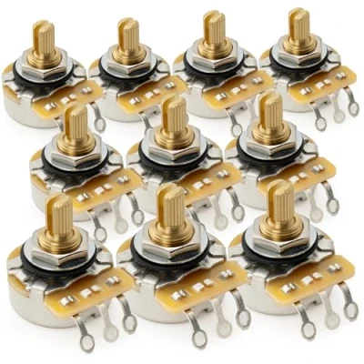 Immagine di CTS 450G B250K Potenziometro Ottone Corto Split Shaft 1/4 Pollice 10% Linear Taper Pots per Chitarra Elettrica Basso(Set di 10)