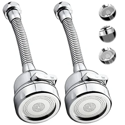 Immagine di Rompigetto rubinetto cucina 2 pezzi 3 modalita di uscita dell&#039;acqua con tubo flessibile acciaio inossidabile aeratore prolunga areatore x rubinetti adattatore