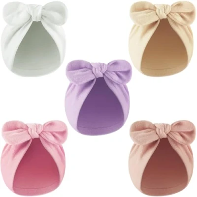 Immagine di DRESHOW Cappelli da Bambino Neonato Cappello Turbante per Bambini Bowknot Ospedale a Fiocco Neonati in Cotone 0 12 Mesi