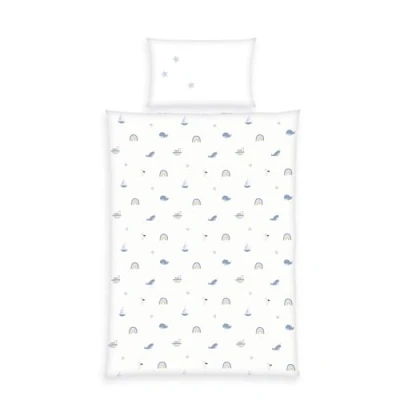 Immagine di Herding babybest biancheria da letto Little Ocean, federa circa 40x60 cm, copripiumino 100x135 con abbottonatura e patta alberghiera, 100% cotone, flanella