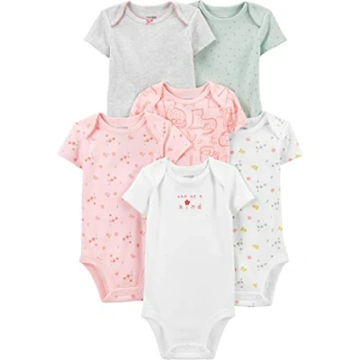 Immagine di Simple Joys by Carter&#039;s Body a Maniche Corte Bimba, Multicolore/Floreale/Gatti/Pois, 0 mesi