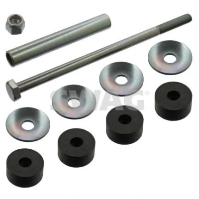Immagine di SWAG 91 94 1630 Bielletta barra stabilizzatrice M10 x 1,5 con dado, spessori, supporto/cuscinetto Acciaio argento KIA: SORENTO 1