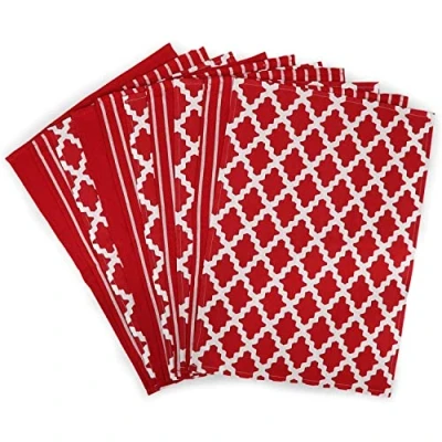 Immagine di Penguin Home Premium Strofinaccio da cucina in puro cotone al 100%, set di 10 asciugamani cucina, morbidi e resistenti, lavabile lavatrice, 65 x 45 cm,colore Rosso