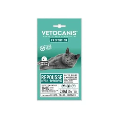 Immagine di Vetocanis Collare antiparassitario Per gatti Antizecche e antipulci gatto Efficace 3 mesi di più 9 Resistente all&#039;acqua Formulato sotto controllo veterinario