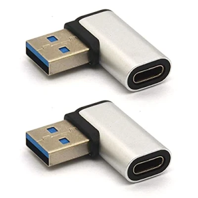 Immagine di Tomost adattatore da USB C a ad angolo retto, C, 3.0 maschio femmina, cavo compatibile con tablet come Samsung Note 10 Google Pixel, 2 pezzi (destro