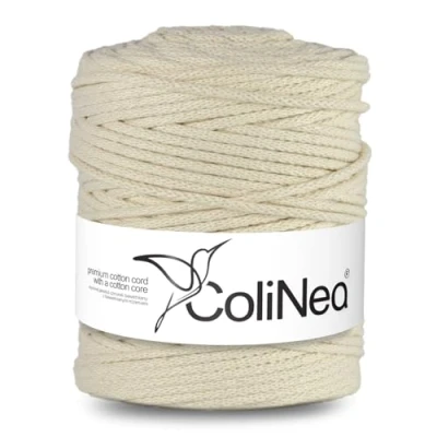 Immagine di ColiNea corda di cotone con anima in 5 mm 200 m intrecciata macramè giardino artigianato fai da te (Avorio)
