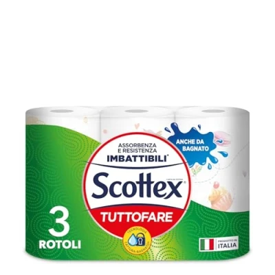 Immagine di Scottex Tutto Fare, Carta Da Cucina, Morbida e Resistente, Ultra assorbente, Con certificata FSC, 3 Rotoli