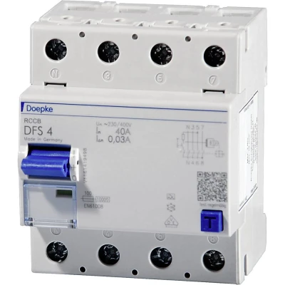Immagine di Doepke 09176901 DFS4 125 4/0,30 A 4polig 125/0,3A Interruttore differenziale di sicurezza 4 poli 0.3 400 V