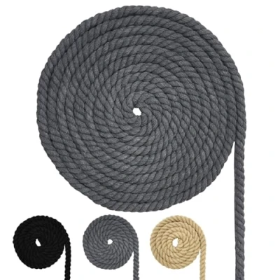 Immagine di Cordoncino di cotone, corda cotone macramè, diverse misure, per lavori fai da te, regali (grigio, 10 mm (10 m)