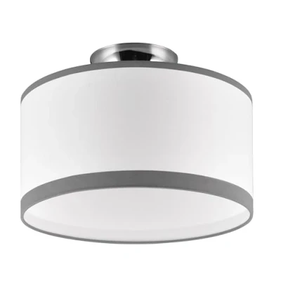 Immagine di Reality Lampada da soffitto Davos R61552006, metallo cromato, paralume tessuto grigio/bianco, escl. 1x E14