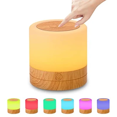 Immagine di lampada da comodino a LED, Touch Dimmerabile, Luce notturna con timer, RGB, cambia colore, tavolo, per camera letto, soggiorno, campeggio, USB ricaricabile