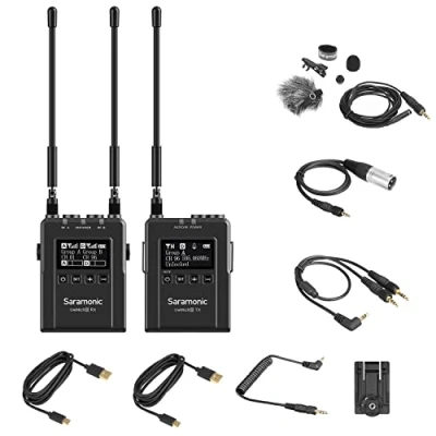 Immagine di Saramonic Advanced Wireless UHF Lavalier System con ricevitore a doppio canale, Premium DK3A Lavalier, Li Ion Power, custodia rigida e altro (UwMic9S Kit 1)