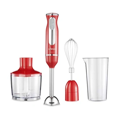 Immagine di Ufesa Minipimer Frullatore a Immersione, Tritatutto, Potenza 600 W, Accessori Inclusi, Piede Smontabile, Lame ad alta Efficienza, Funzione Turbo, BPA Free, Rosso
